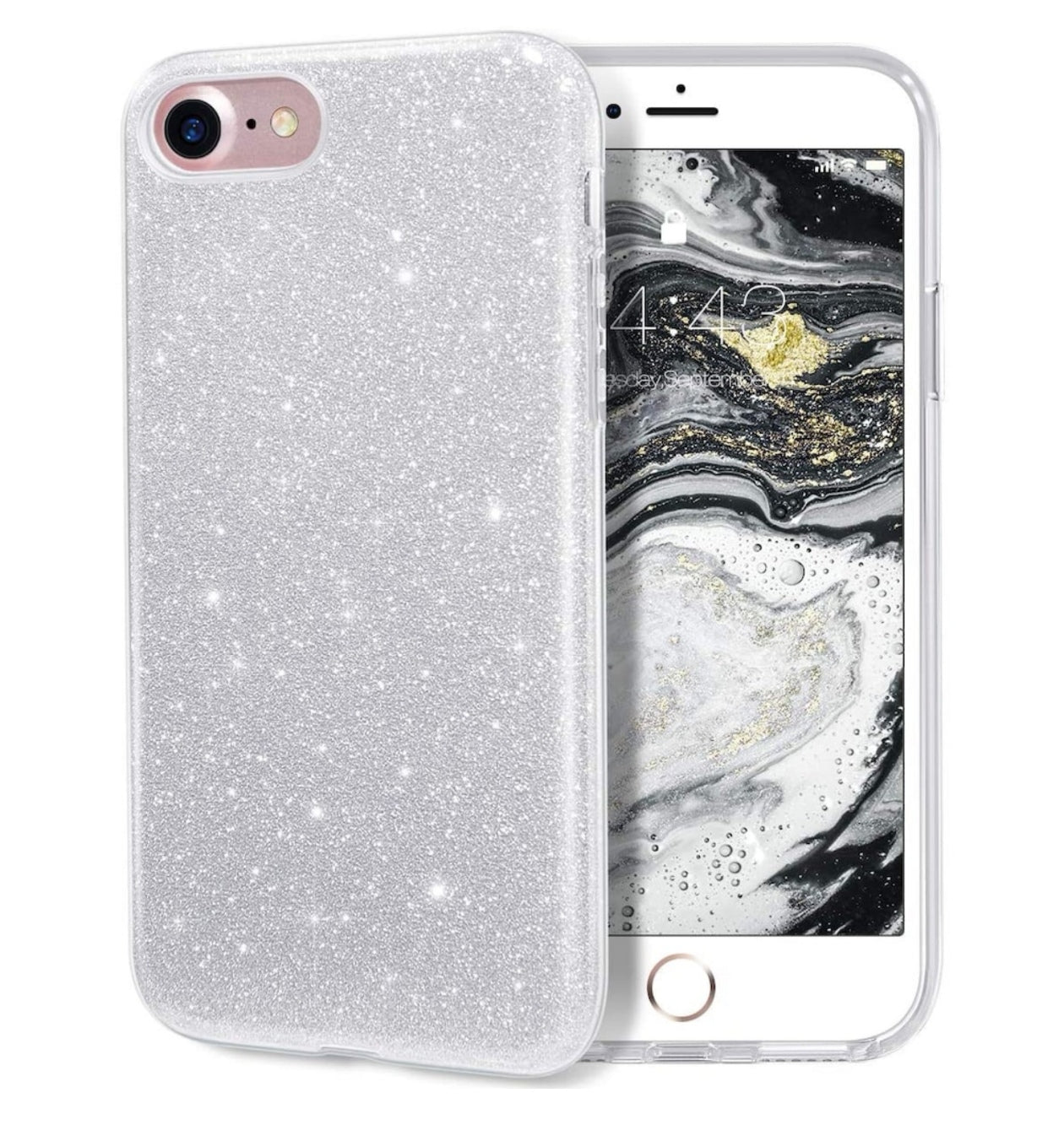 Husa iPhone 7/8/SE ,silicon,cu sclipici Roz +alte culori