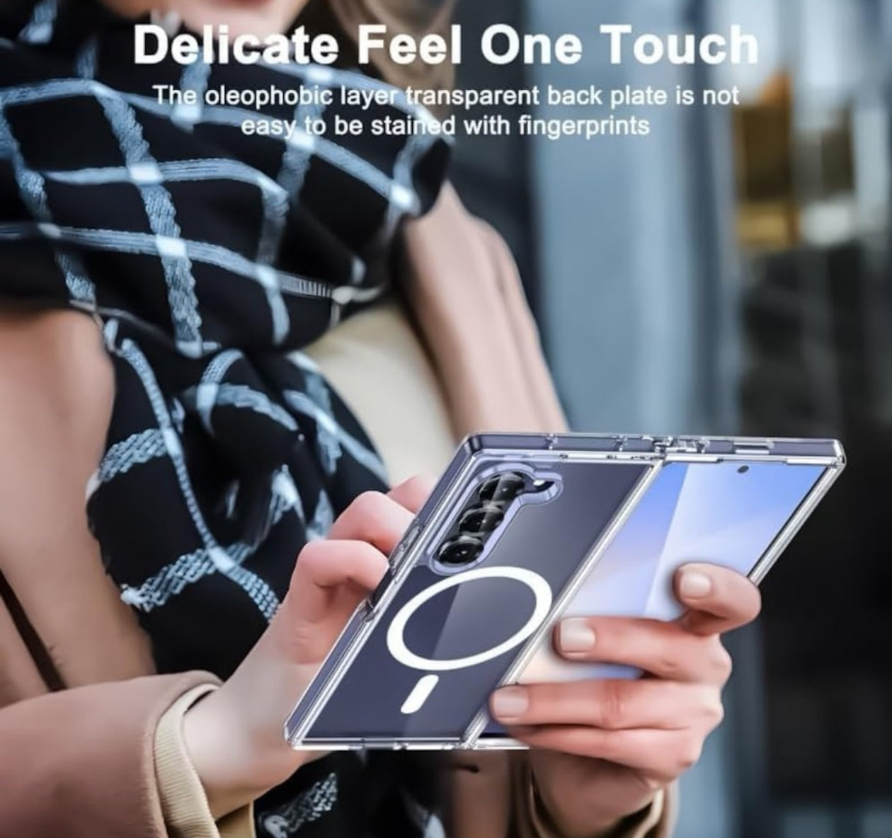 Husa Samsung Galaxy Z Fold 6, transparentă MagSafe, anti-soc