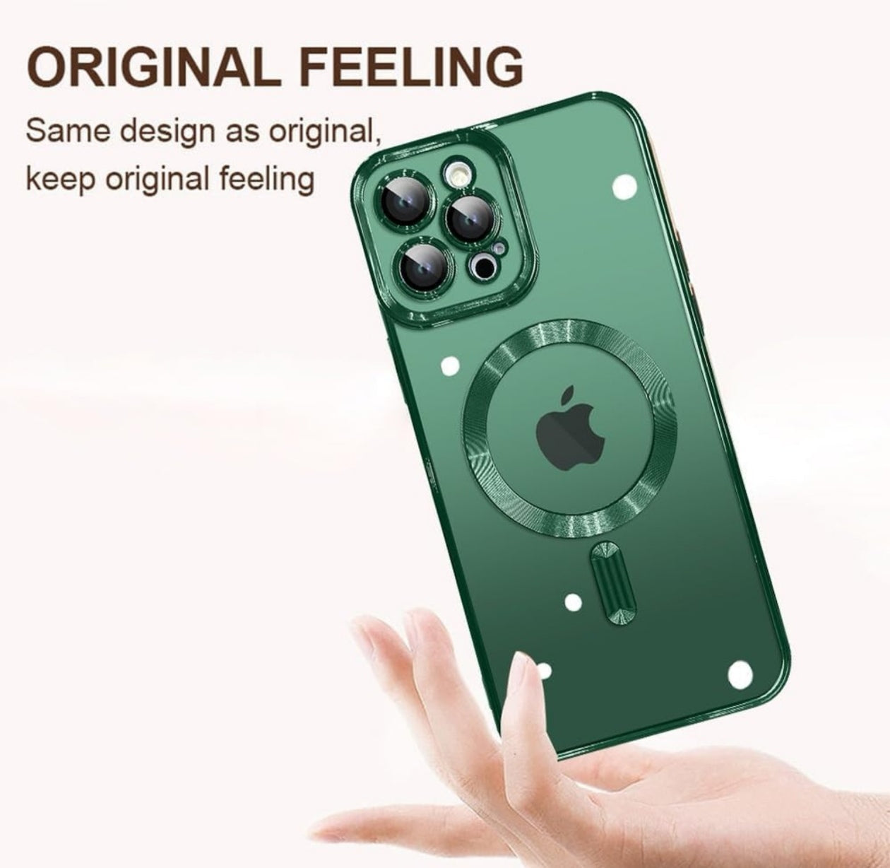 Husa iPhone 16 Pro Max,MagSafe si protectie pentru lentile,Verde
