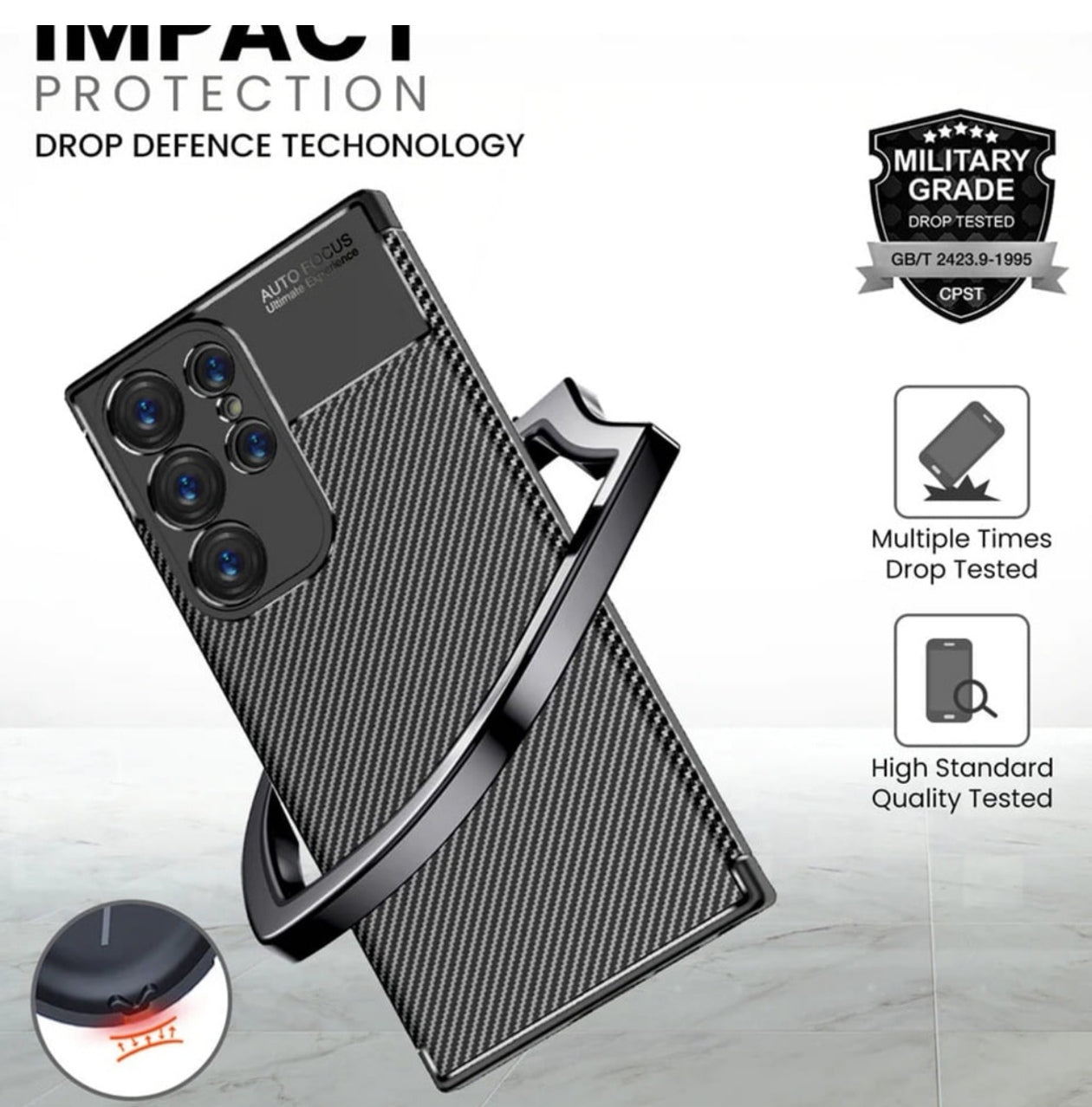 Husa Samsung Galaxy S25 Ultra, Silicon CarbonFiber ,Antisoc, negru