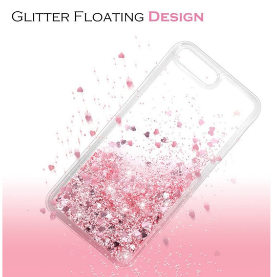 Husa iPhone 7+/8+ , cu Lichid si Sclipici,Roz