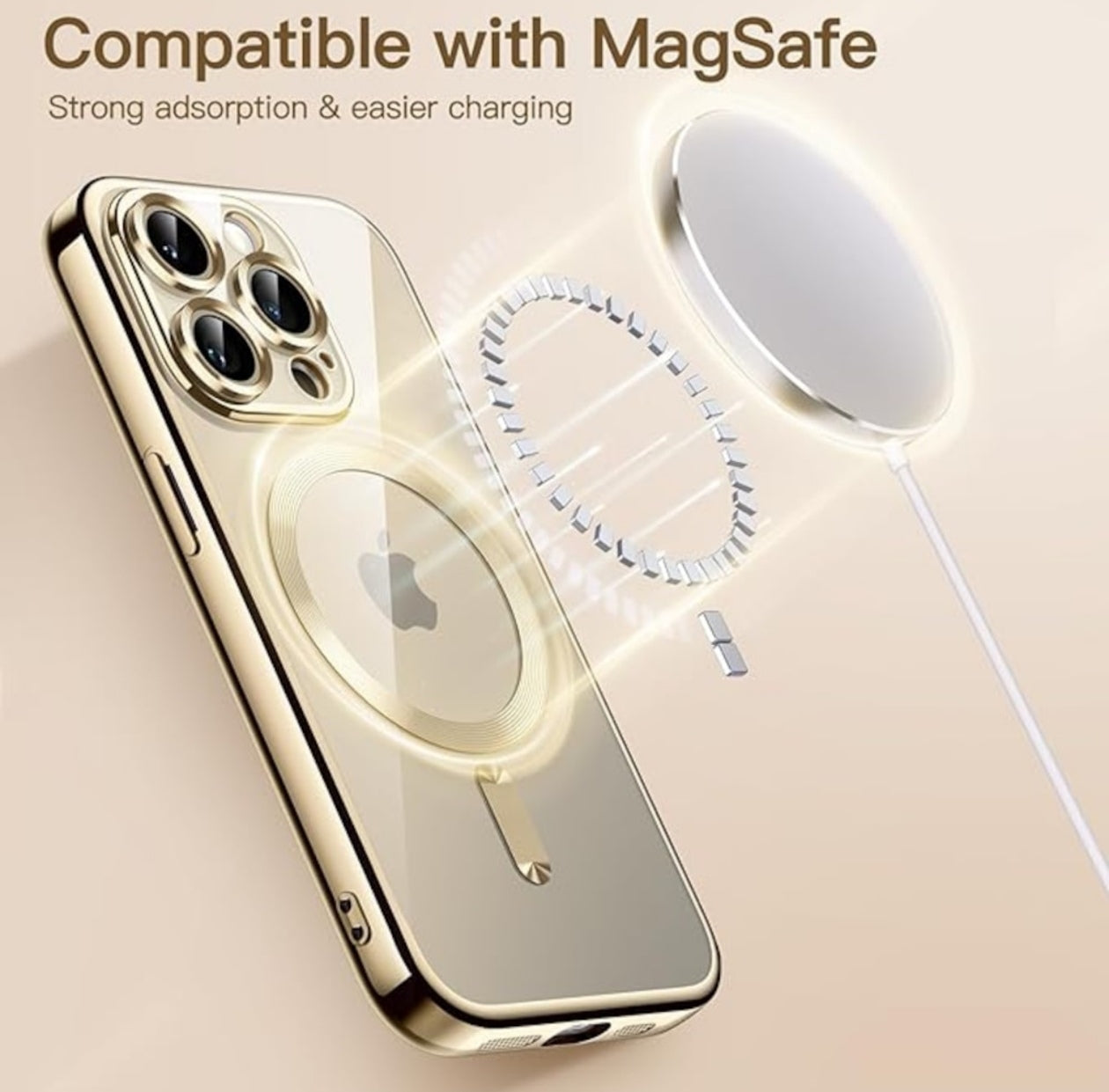 Husa iPhone 16 Pro Max,MagSafe si protectie pentru lentile,Auriu