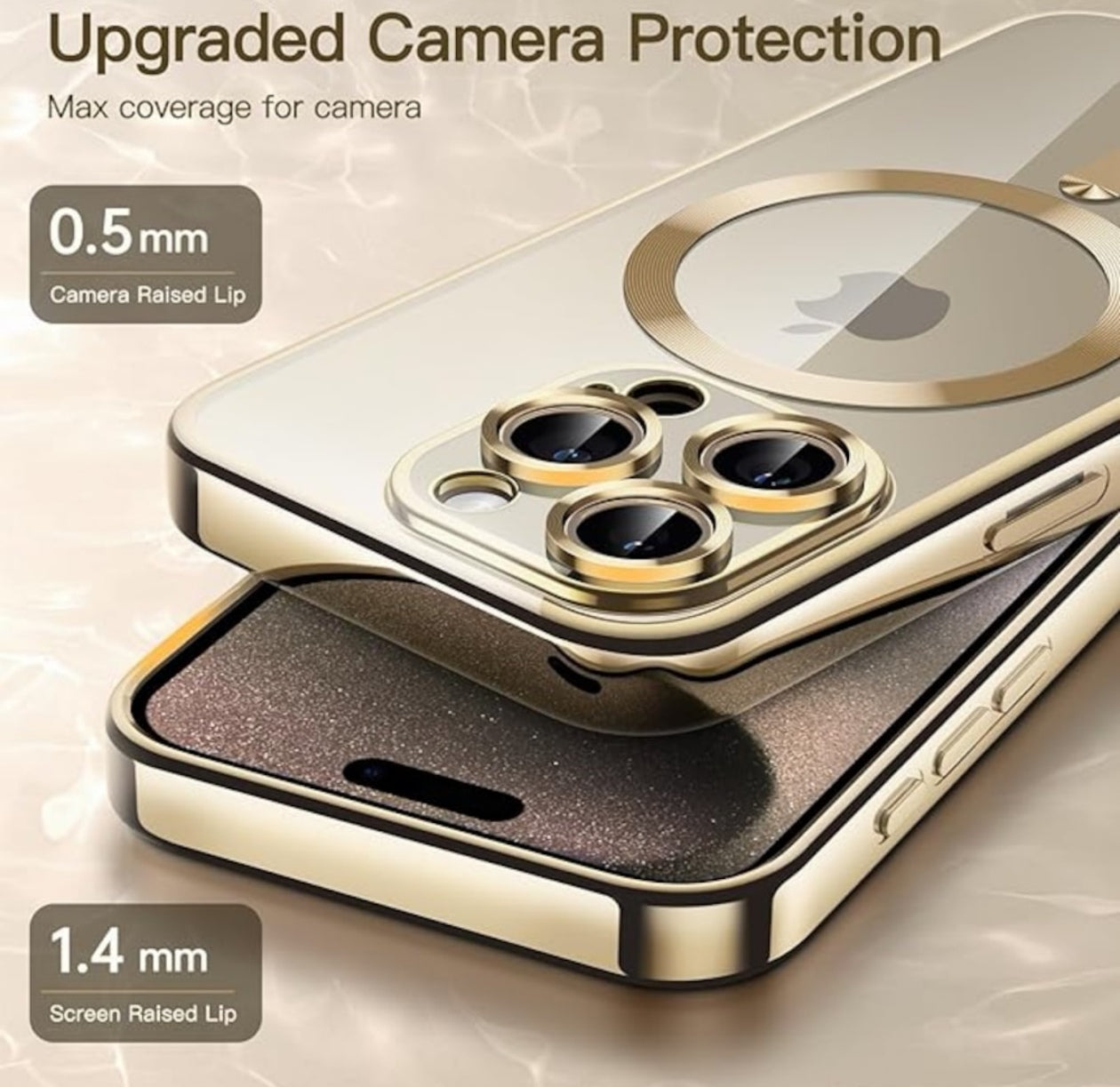 Husa iPhone 16 Pro Max,MagSafe si protectie pentru lentile,Auriu