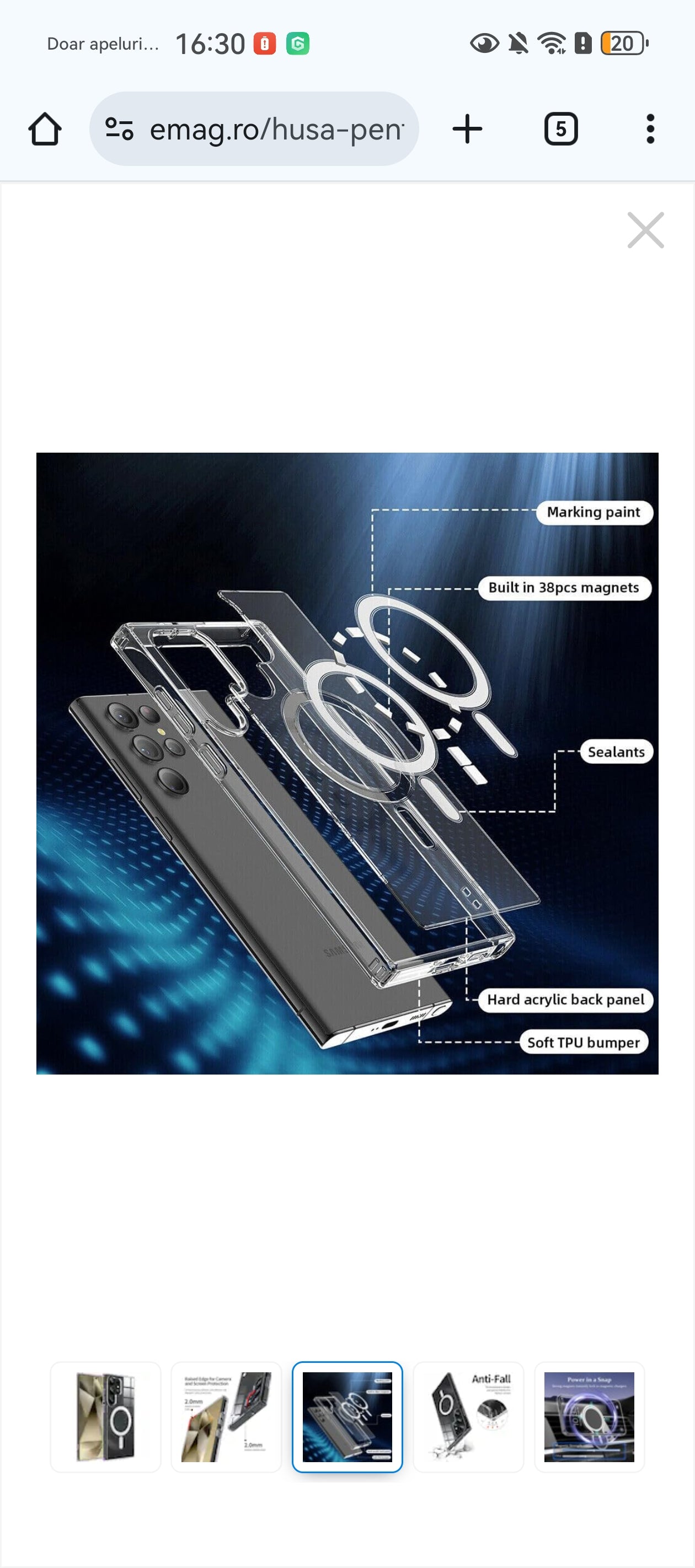 Husa protectie, MagSafe Samsung S25 Ultra, Transparent