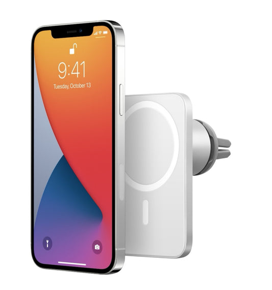 Suport auto cu incarcare wireless MagSafe 15W Qi Fast Charging, Alb