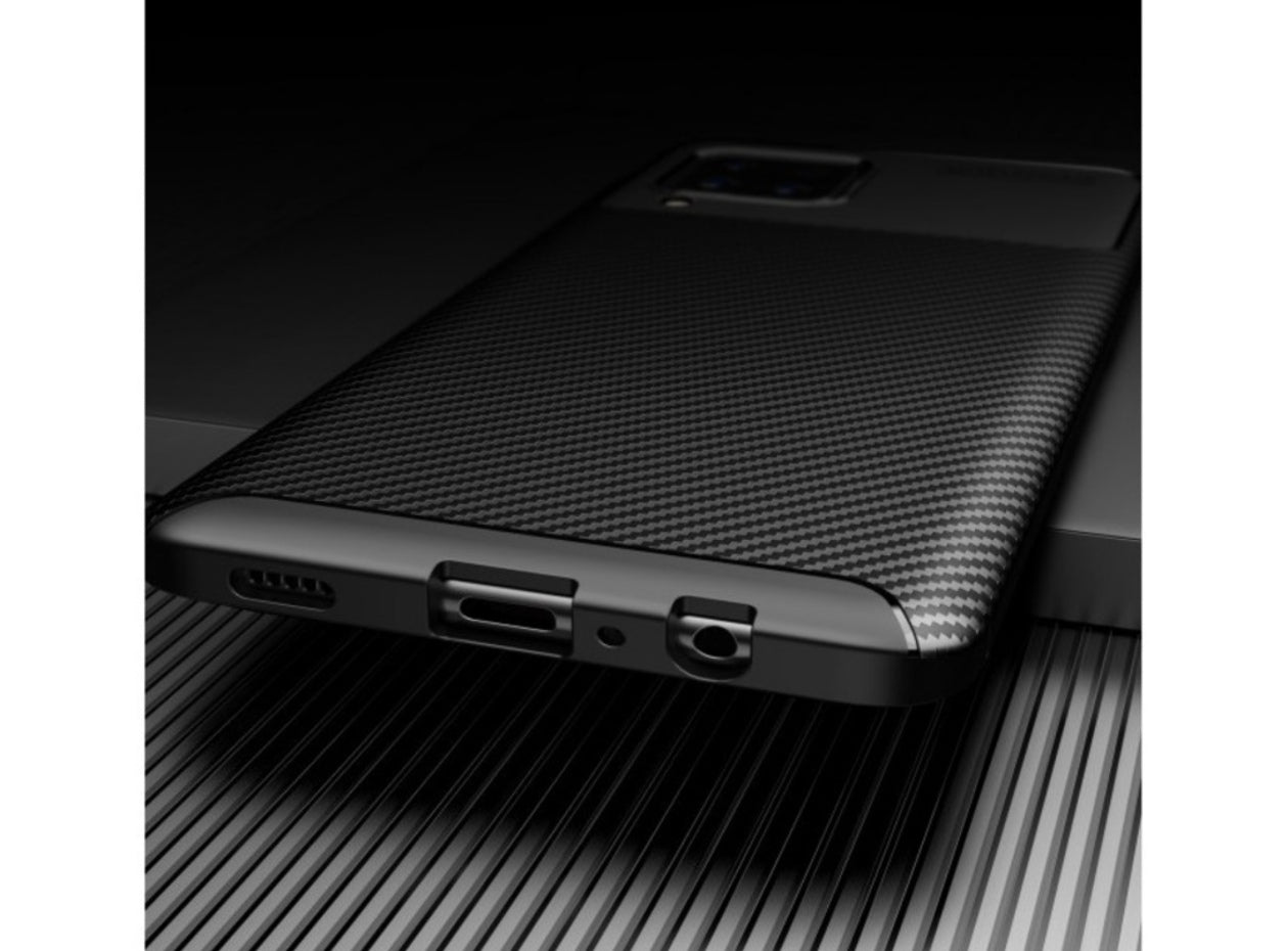 Husa Samsung Galaxy A12 5G , Silicon CarbonFiber ,Antisoc, negru
