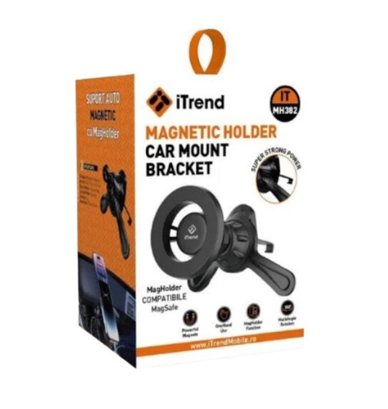 Suport Auto MagSafe pentru Grila ventilatie, iTrend MH382, Rotativ, Magnetic, Negru