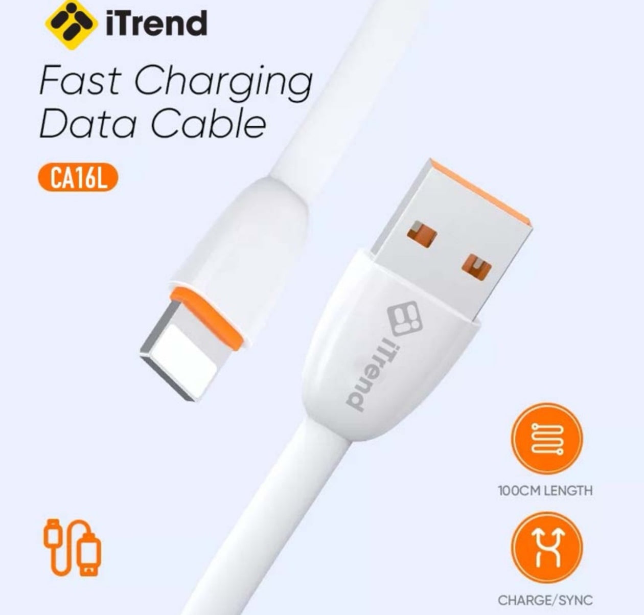 Cablu iPhone, Lightning la USB-A,2.1A Fast Charging, 1M, iTrend CA16L, Alb