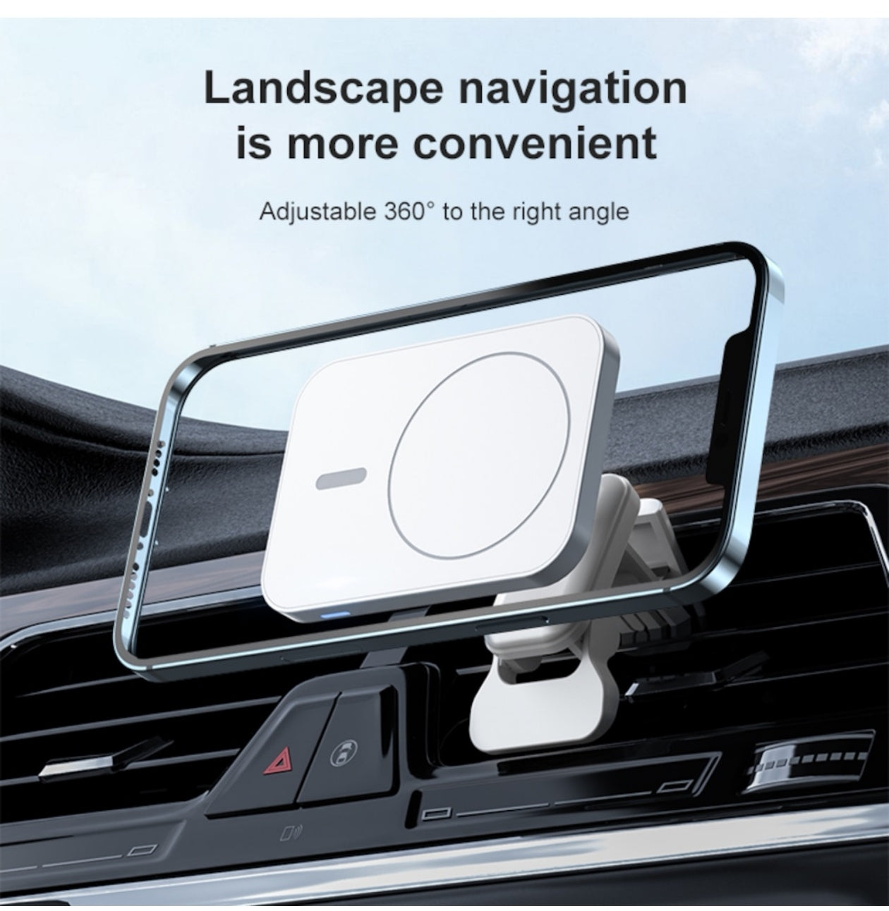 Suport auto cu incarcare wireless MagSafe 15W Qi Fast Charging, Alb