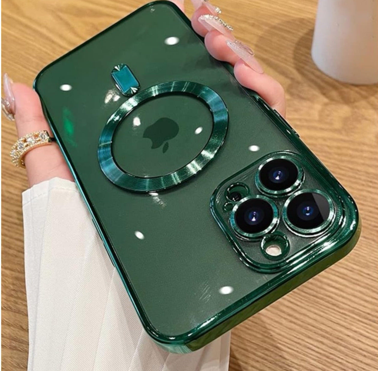 Husa iPhone 16 Pro Max,MagSafe si protectie pentru lentile,Verde