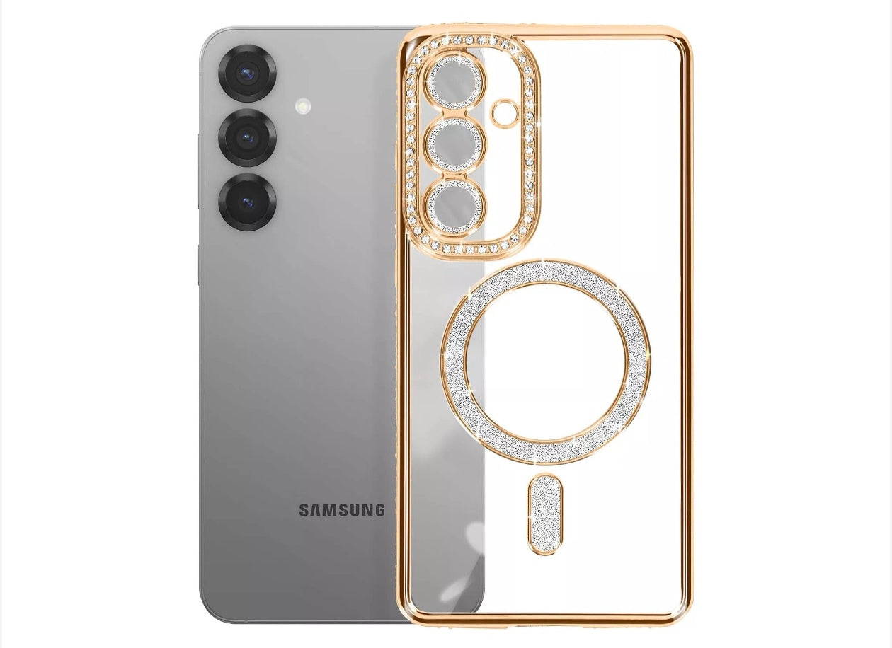 Husa Samsung Galaxy S24 Plus ,MagSafe,Sclipici,strasuri si Pietre,Roz+alte culori