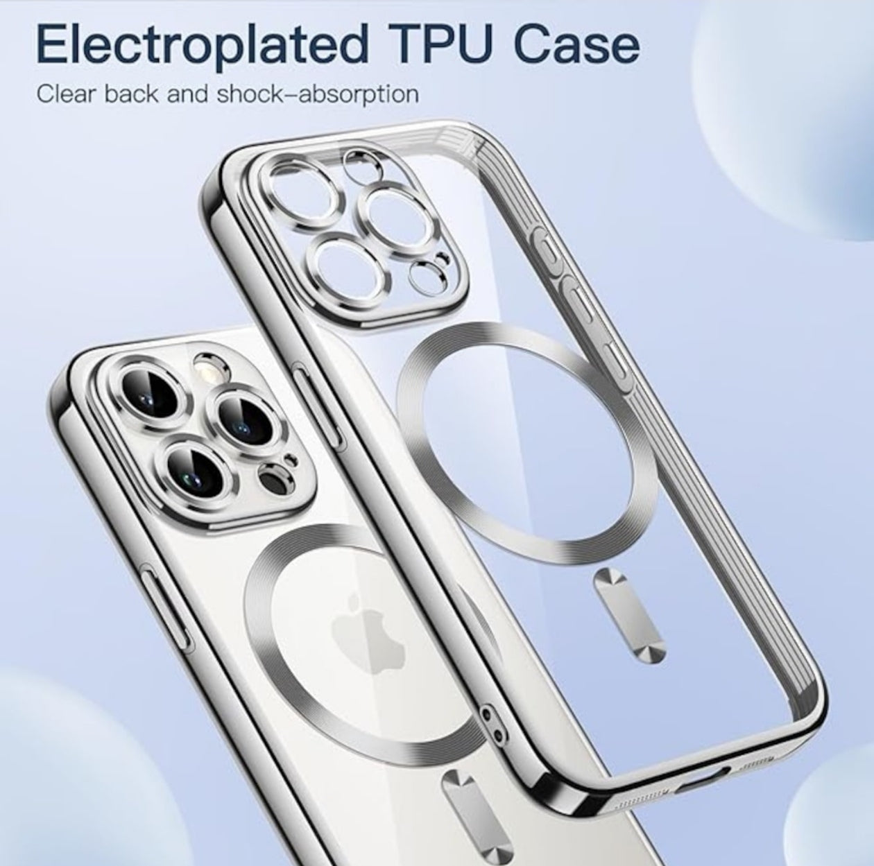 Husa iPhone 16 Pro Max,MagSafe si protectie pentru lentile,Argintiu