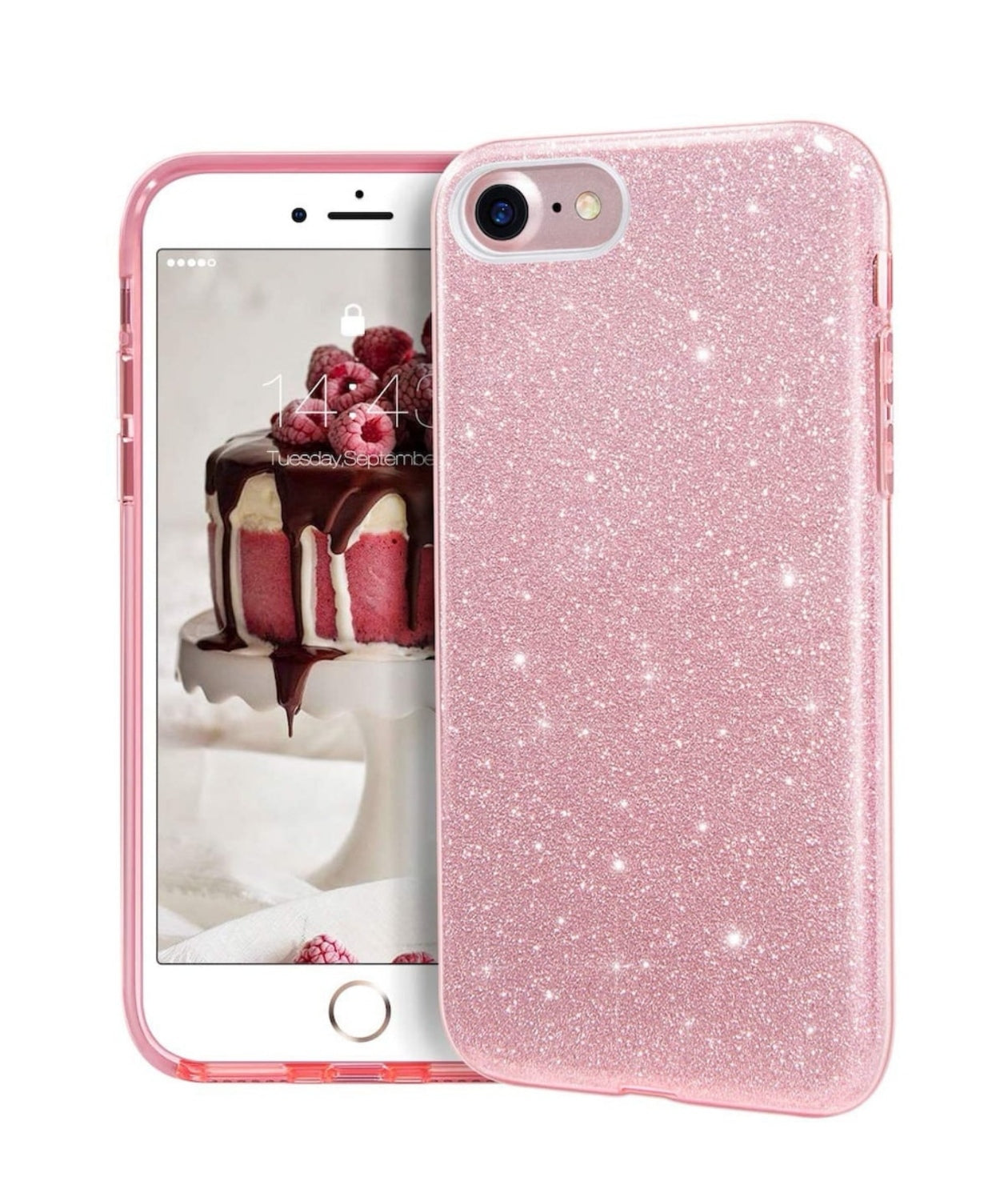 Husa iPhone 7/8/SE ,silicon,cu sclipici Roz +alte culori