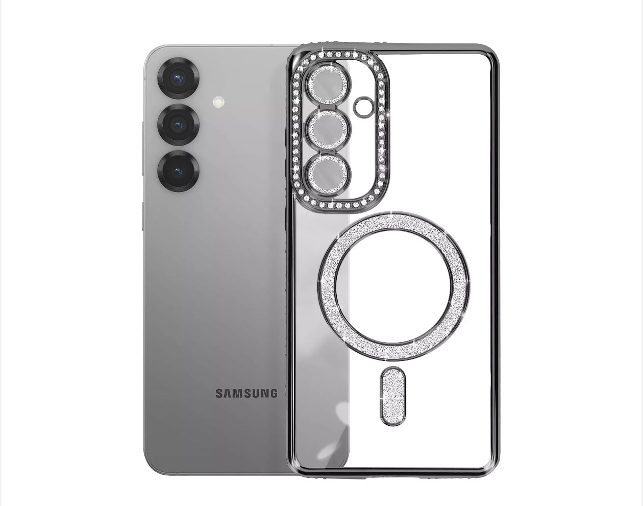 Husa Samsung Galaxy S24 Plus ,MagSafe,Sclipici,strasuri si Pietre,Roz+alte culori