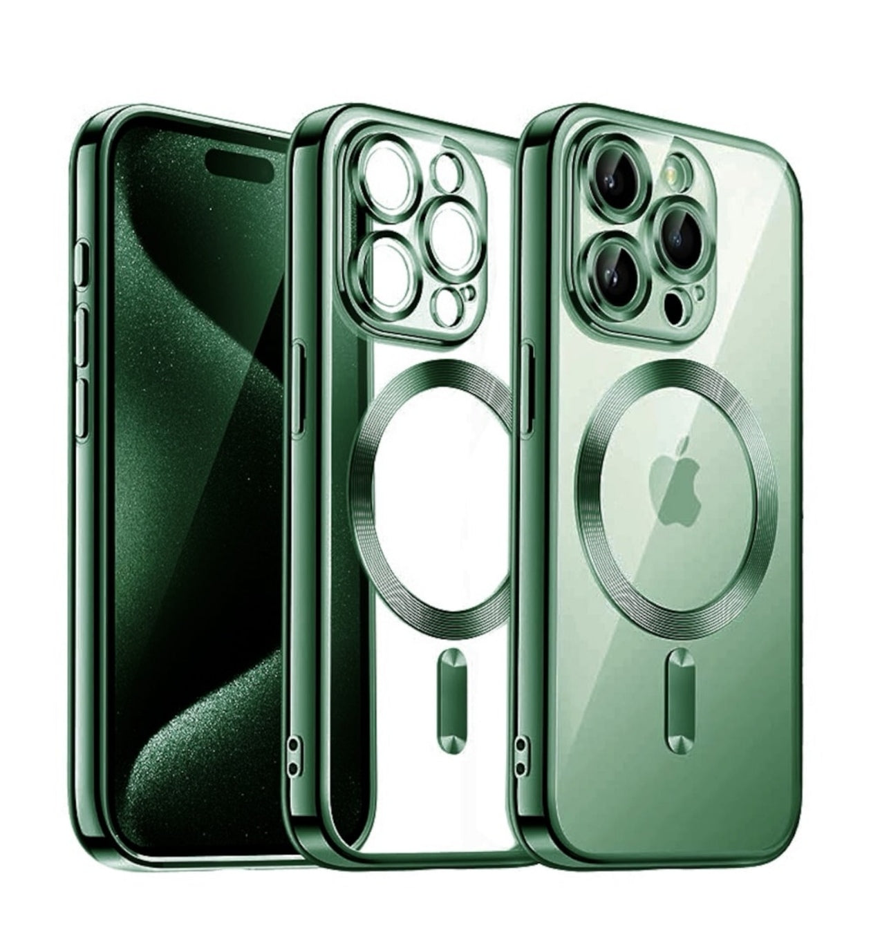 Husa iPhone 16 Pro Max,MagSafe si protectie pentru lentile,Verde