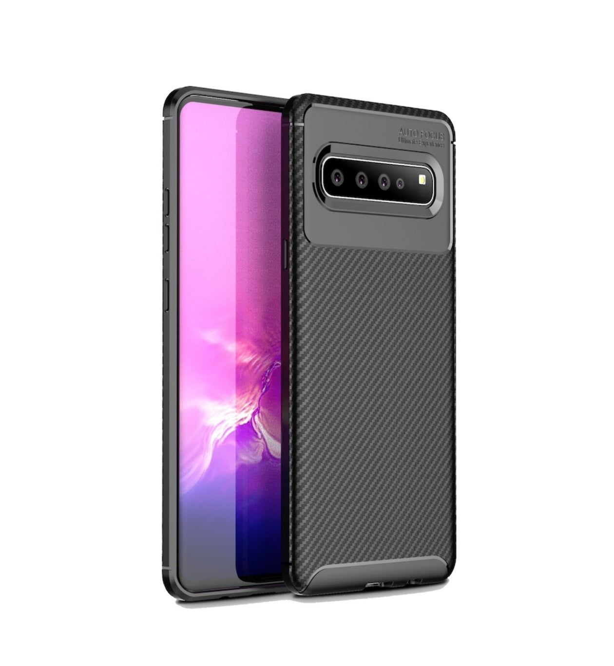 Husa Samsung Galaxy S10 , Silicon CarbonFiber ,Antisoc, negru