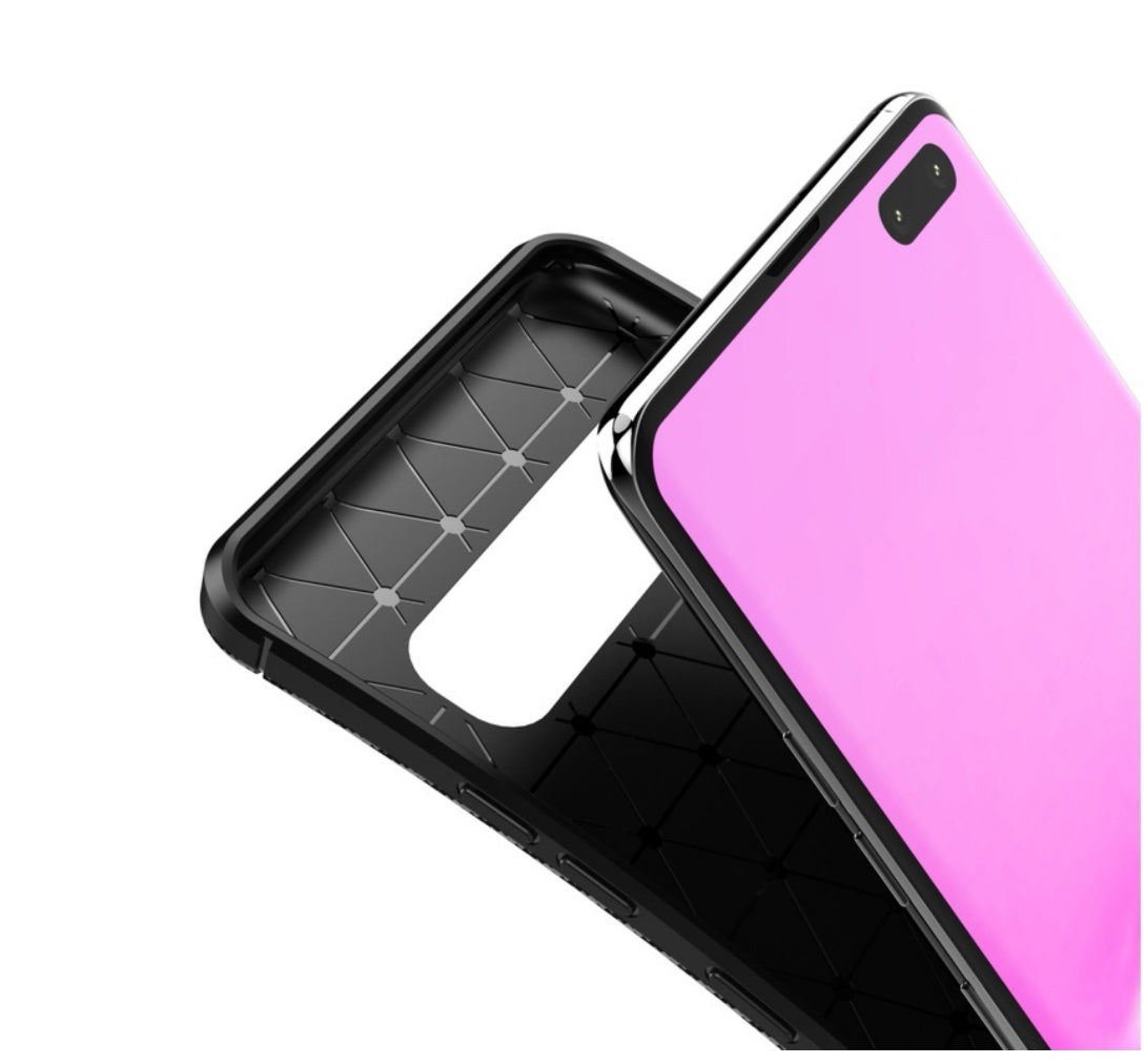 Husa Samsung Galaxy S10 , Silicon CarbonFiber ,Antisoc, negru